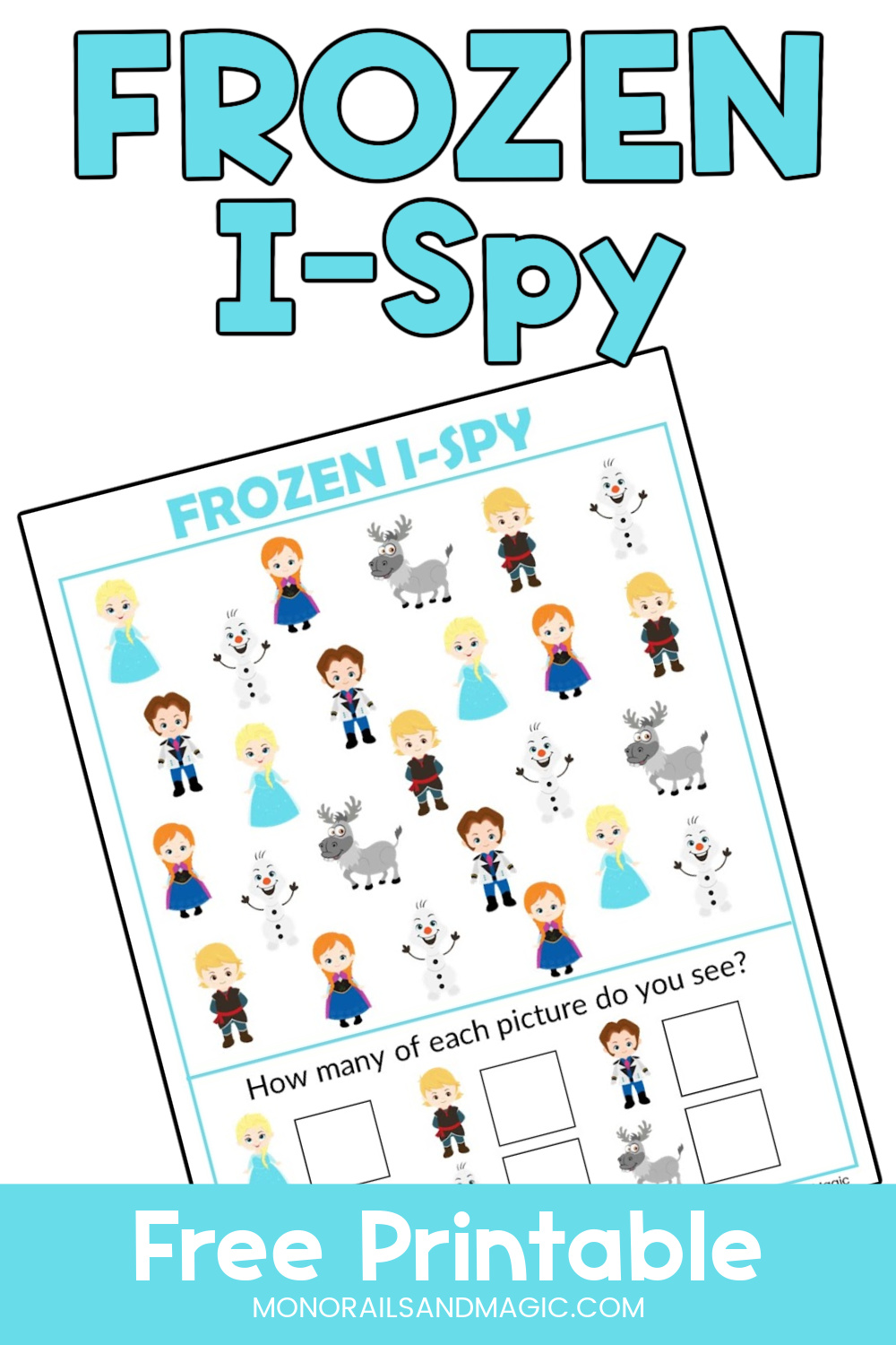 Free printable Frozen I-Spy activity for kids.