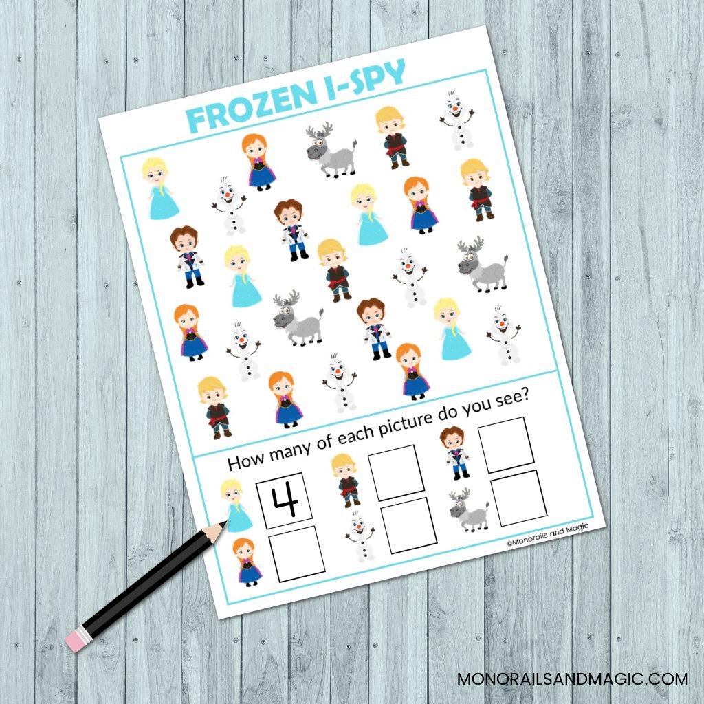 Frozen I-Spy Free Printable Activity - Monorails and Magic