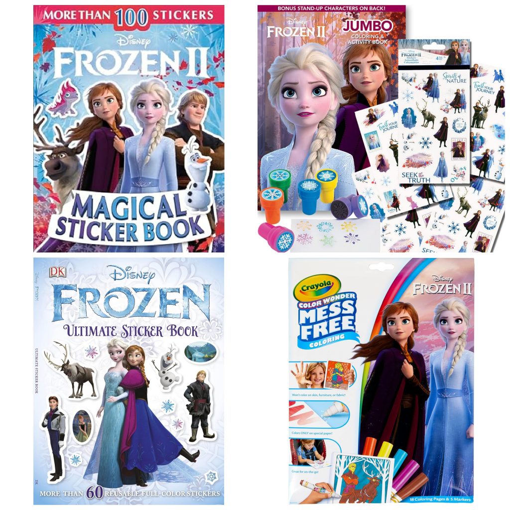 Frozen sticker and coloring books for kids.