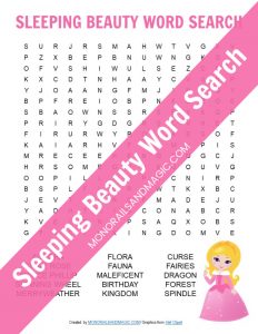 Sleeping Beauty Word Search Free Printable