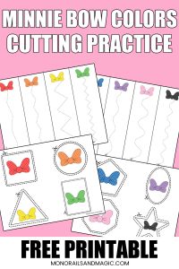 Minnie Bow Colors Cutting Practice Free Printable