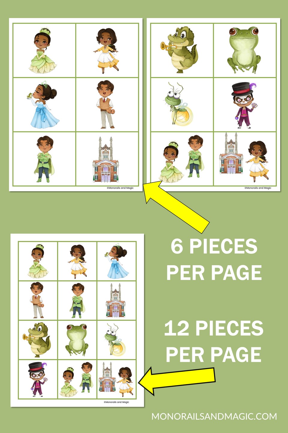 The Princess and the Frog memory game pieces.