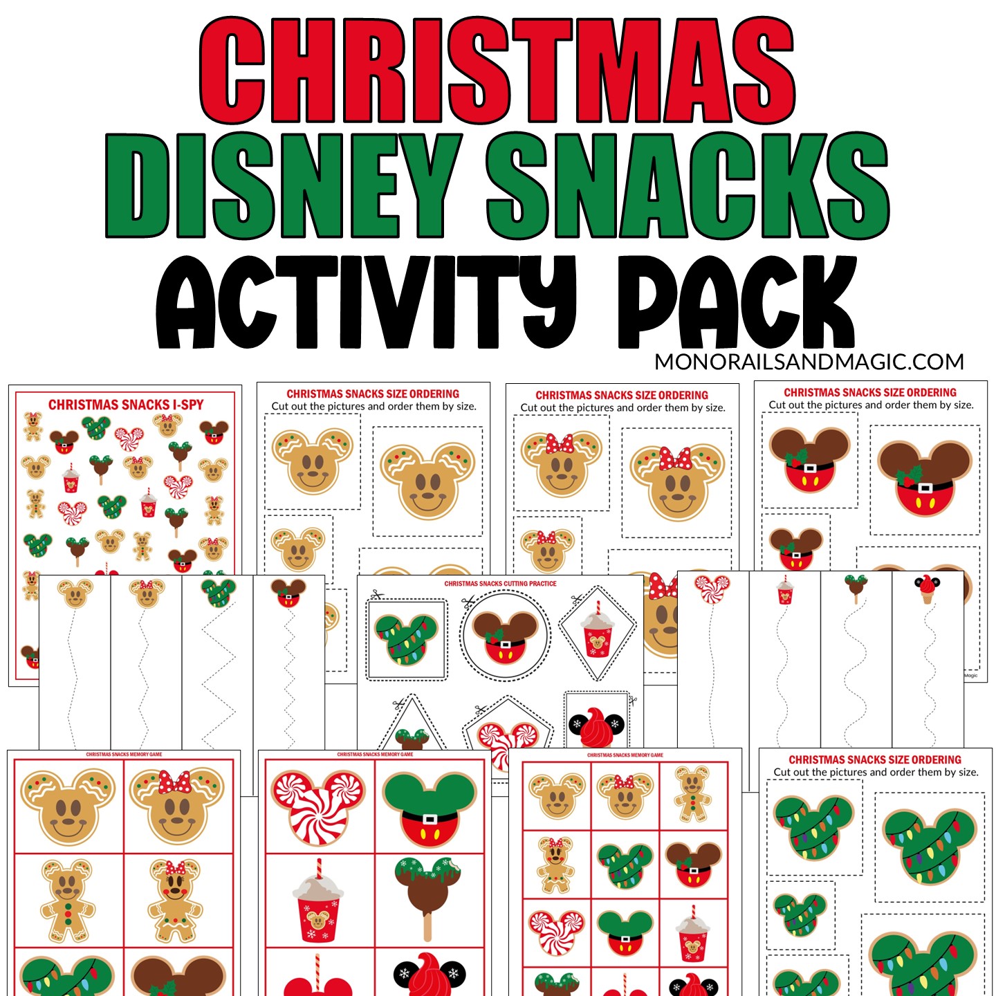 Disney Christmas snacks mini activity pack for preschool.