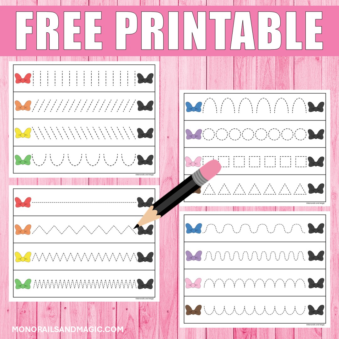 Free printable Minnie Mouse bow tracing pages.