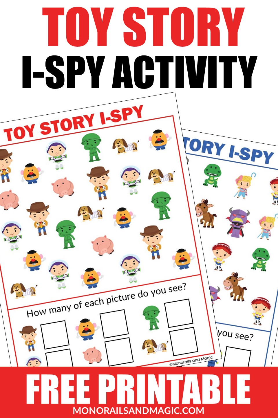 Free printable Toy Story I-spy activity for kids.