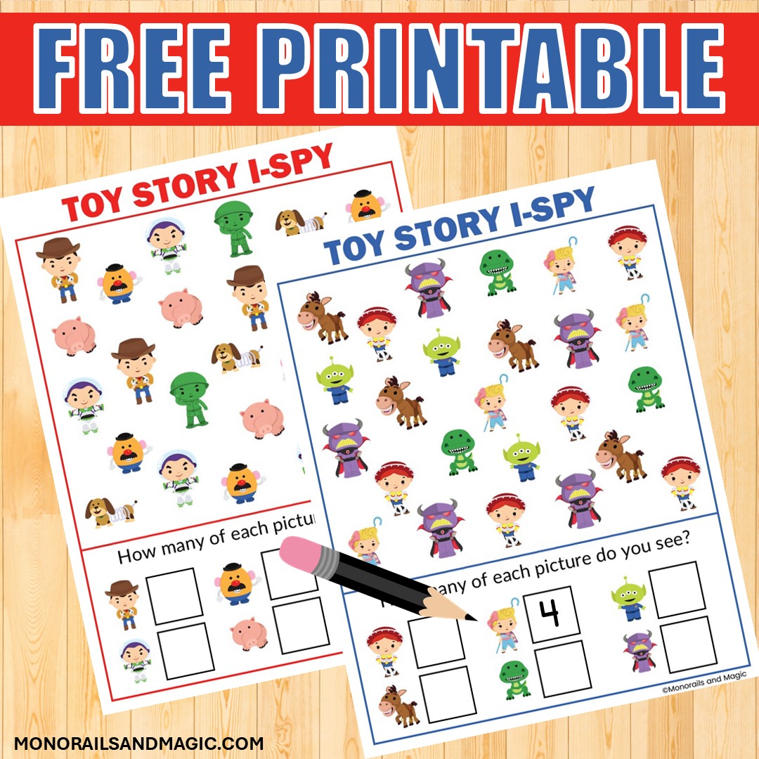 Free printable Toy Story I-spy activity for kids.